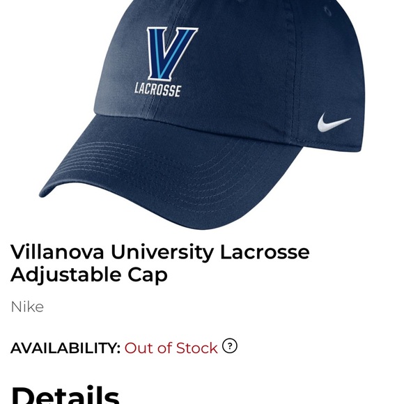 Nike Accessories - Nike Villanova Lacrosse Adjustable Cap